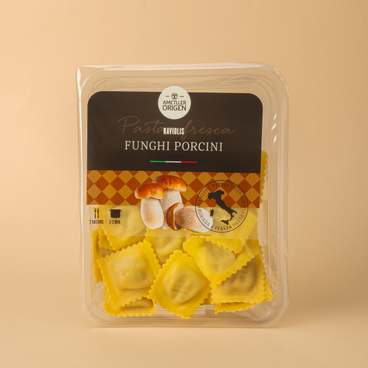 Ravioli de setas y beicon Ametller Origen 250g