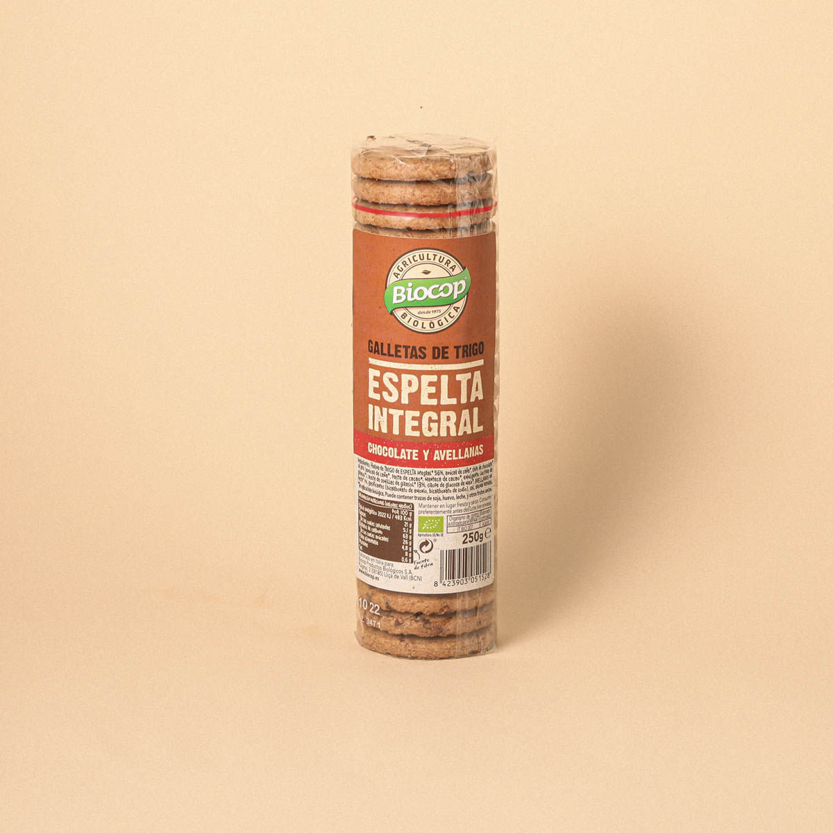 Galeta d'espelta amb xocolata i avellanes Biocop 250g