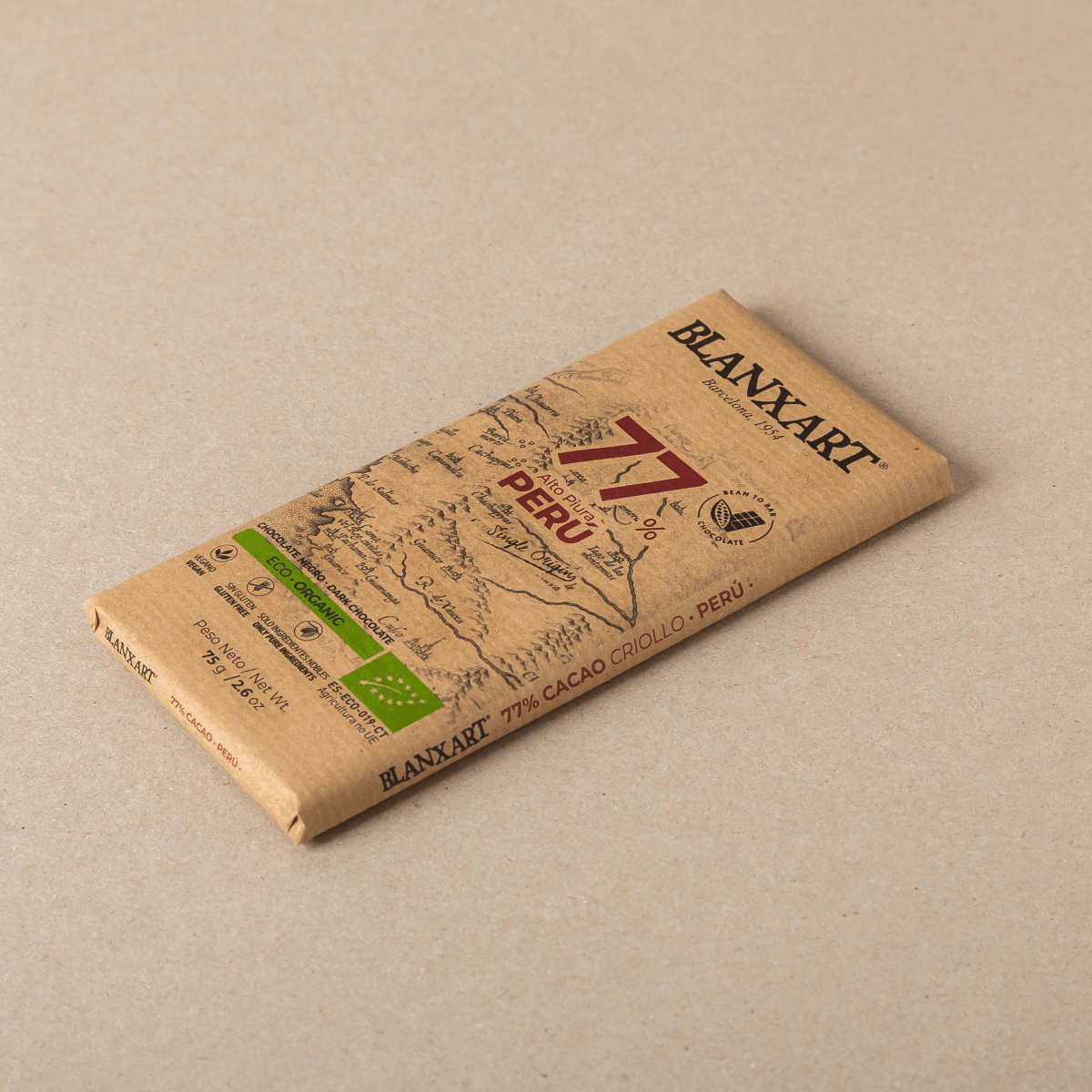 Xocolata 77% Perú ecològic Blanxart 75g