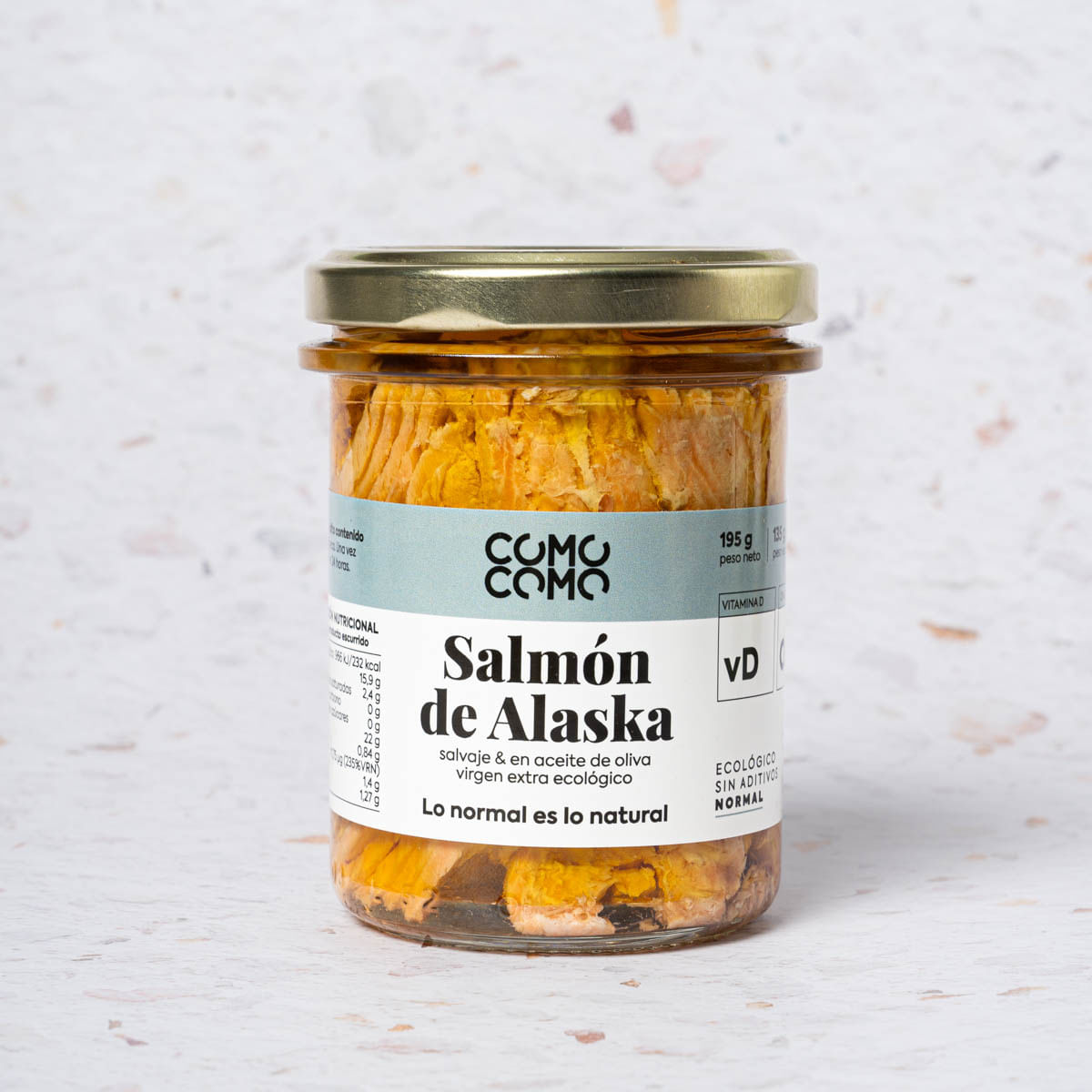 Salmón salvaje de Alaska en aceite virgen extra ecológico Como Como Foods 135g