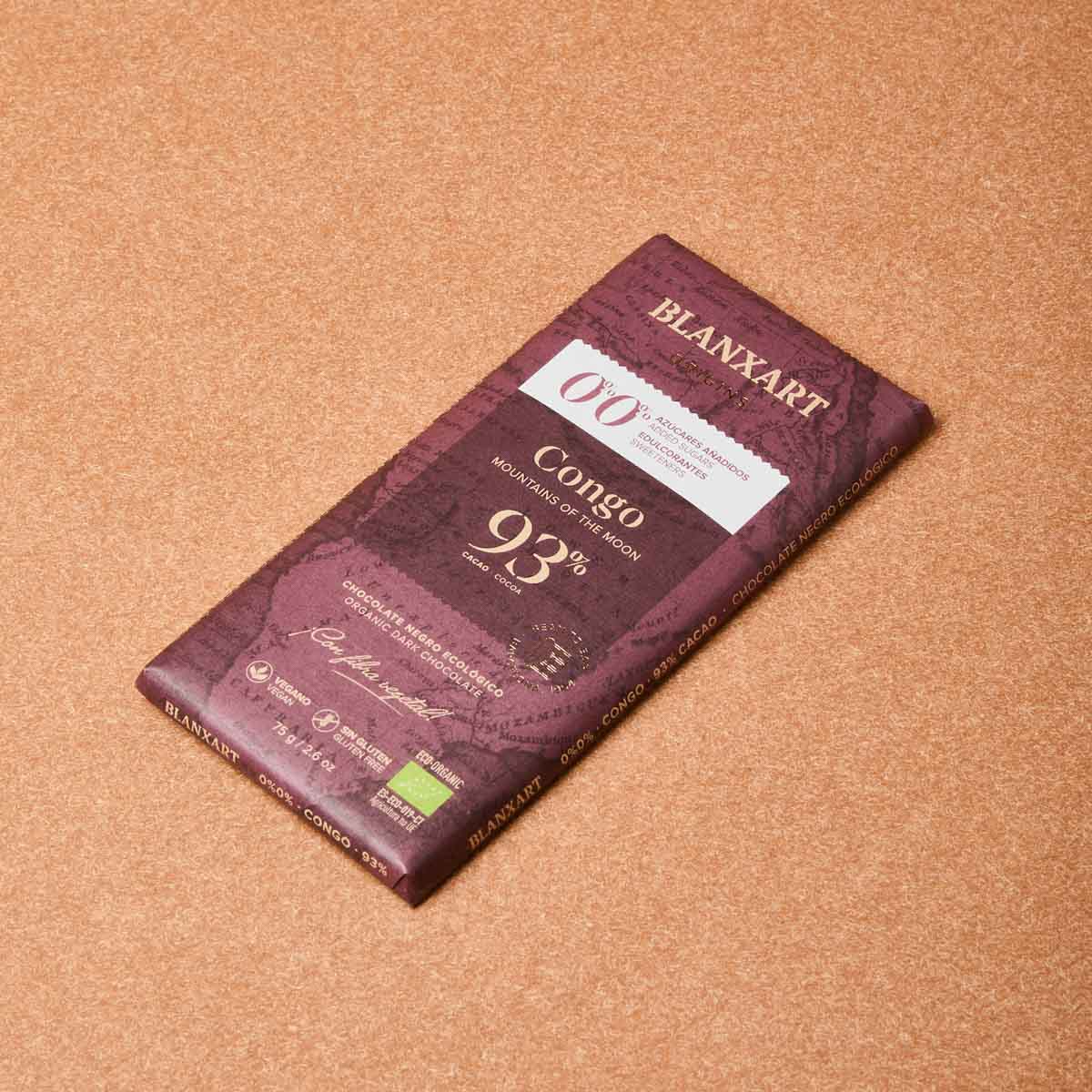 Xocolata negra Congo 93% sense sucre ecològica Blanxart 75g