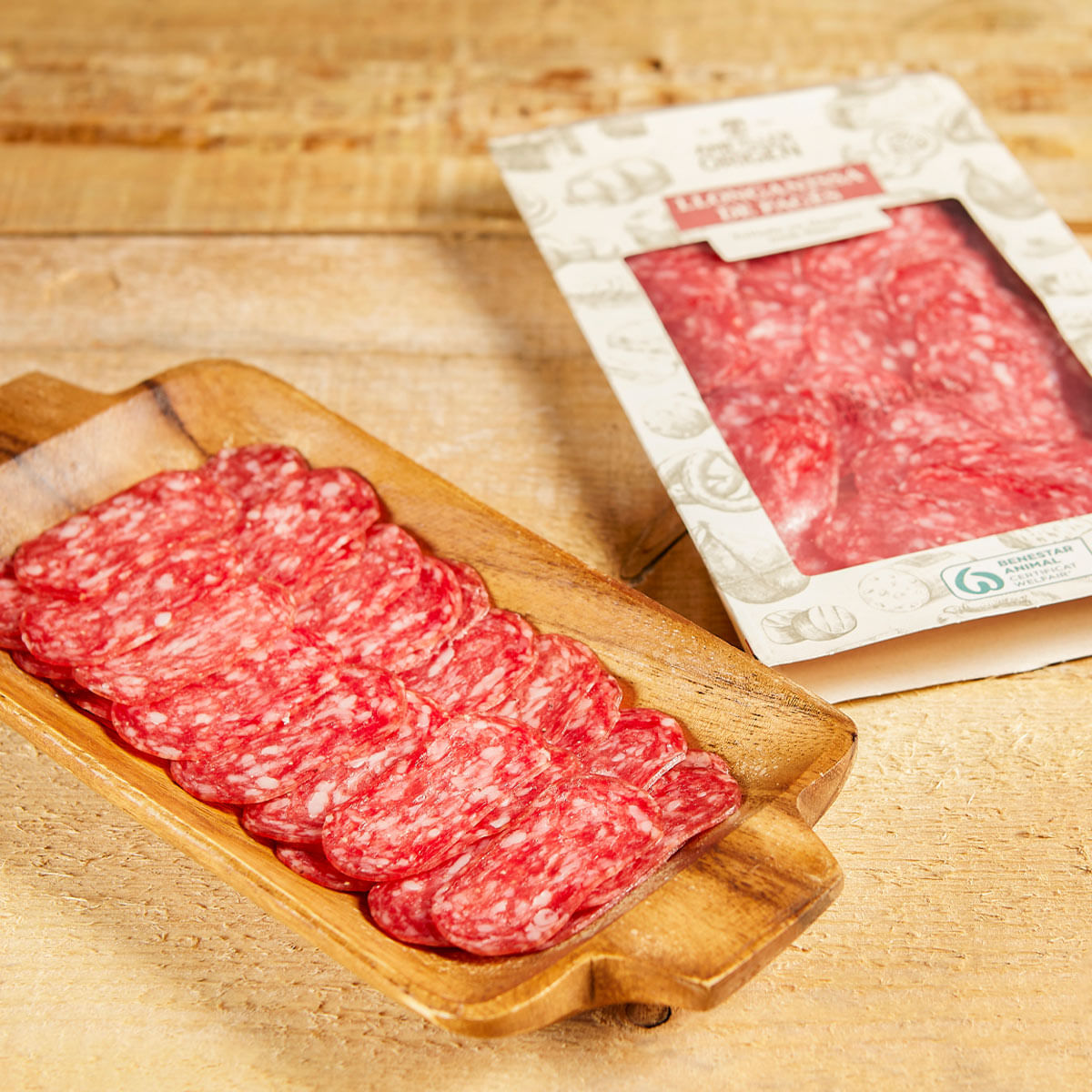 Llonganissa de pagès tallat AO 100g