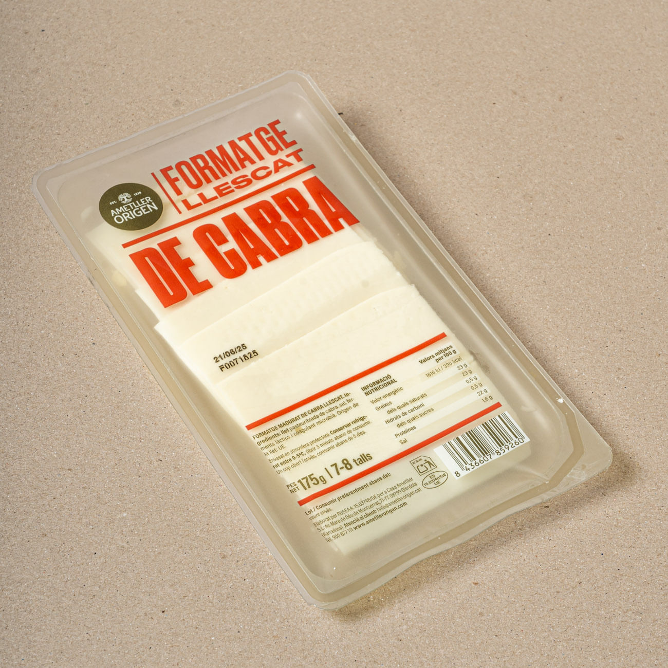 Formatge de cabra llescat Ametller Origen 175g
