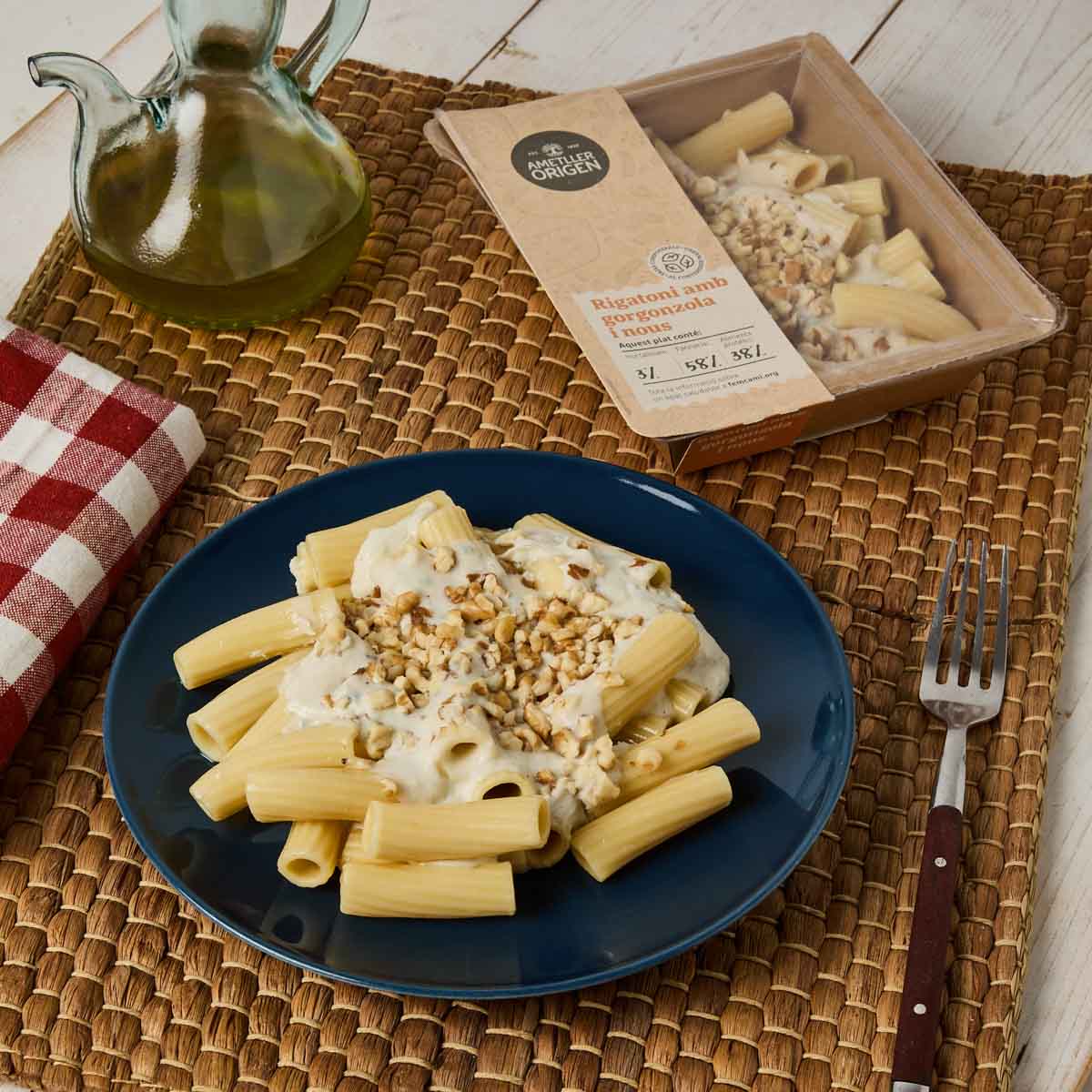 Rigatoni con Gorgonzola y nueces Ametller Origen 250g