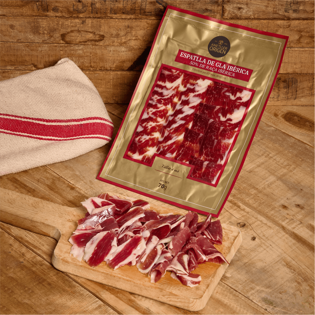 Espatlla gla 50% tallat a mà Ametller Origen - sobre 70g