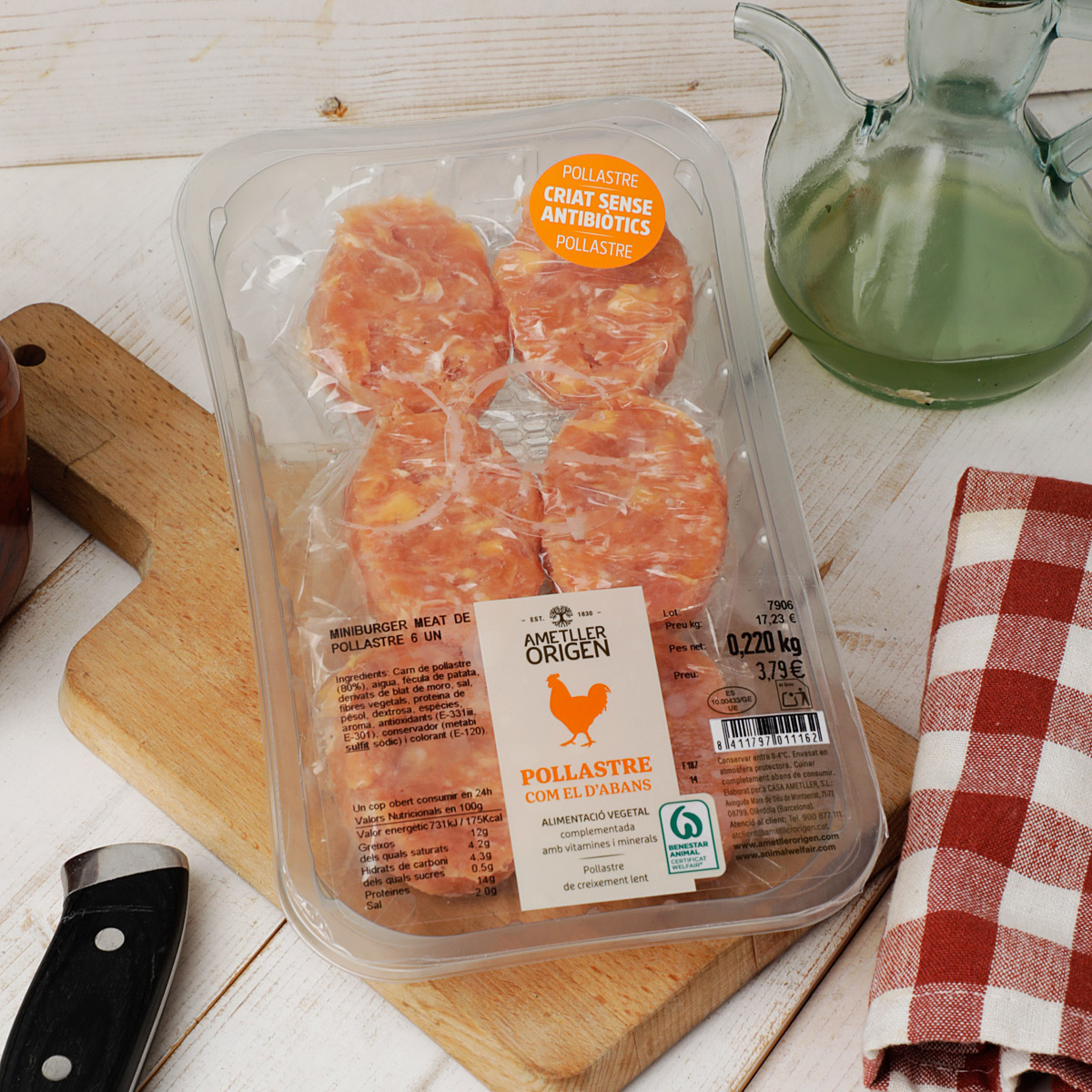 Mini hamburguesa de pollastre Ametller origen 40g - 6u.
