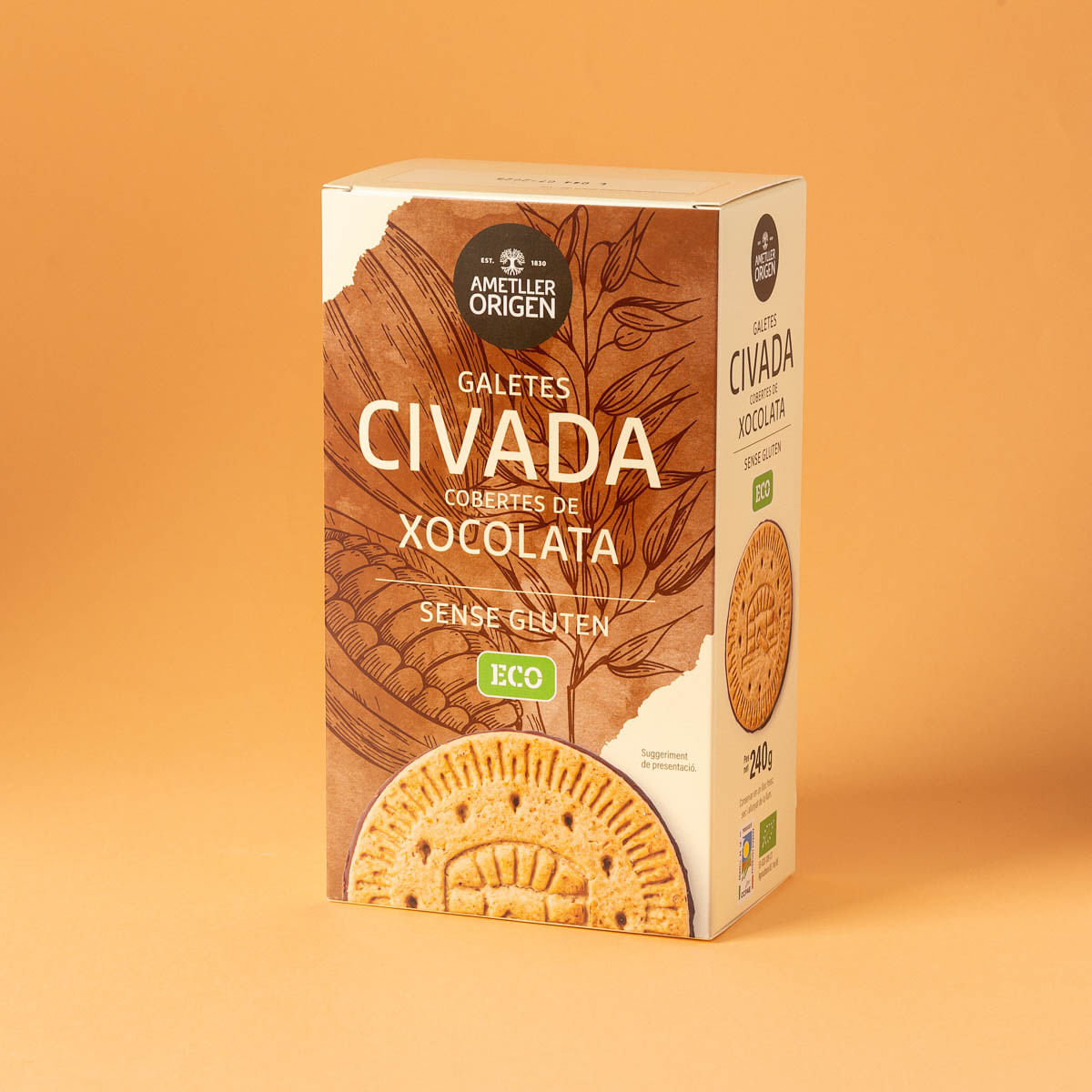 Galetes maria de civada i xocolata banyada sense gluten, ecològicaAmetller Origen 240g