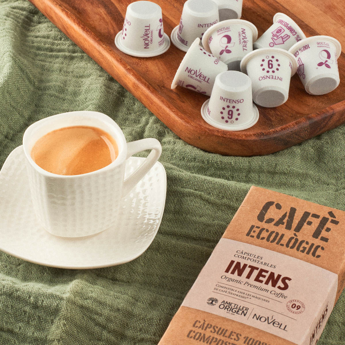 Càpsules compostables de cafè intens ecològics Ametller Origen - 10u.