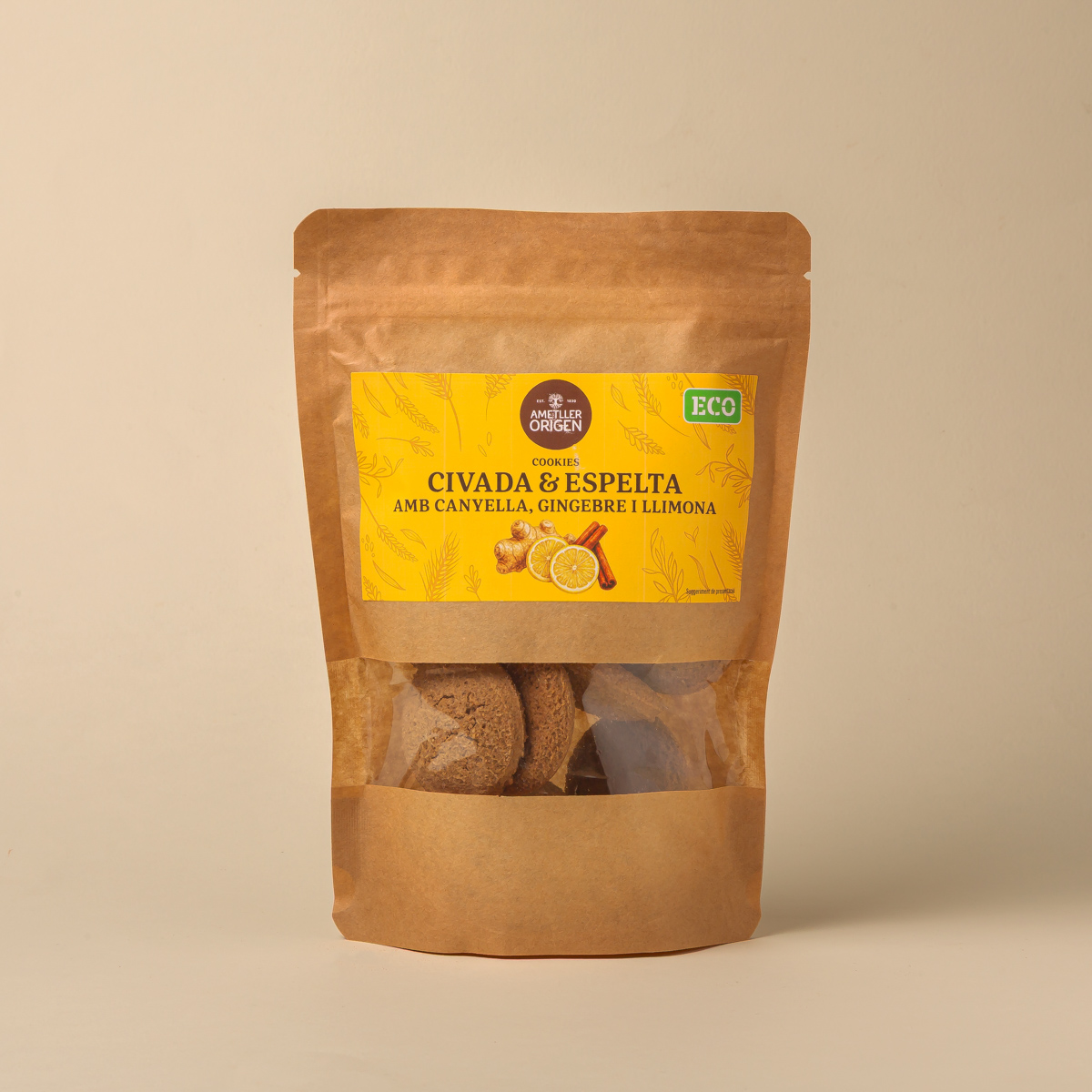 Cookies civada i espelta amb gingebre, canyella i llimona ecològiquesAmetller Origen 130g