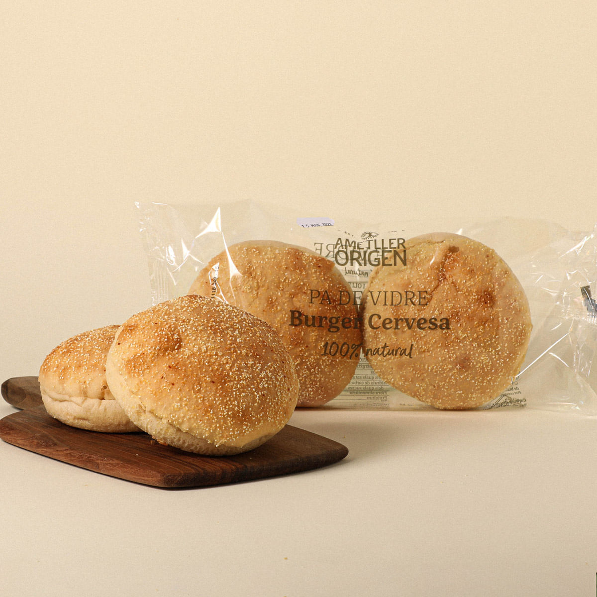 Pa de vidre de cervesa per a burger Ametller Origen 80g - 2u.