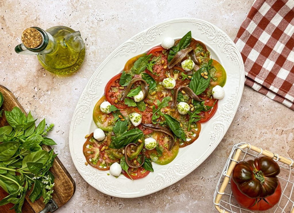 recepta ametller origen carpaccio tomaquet mozarella pesto anxoves